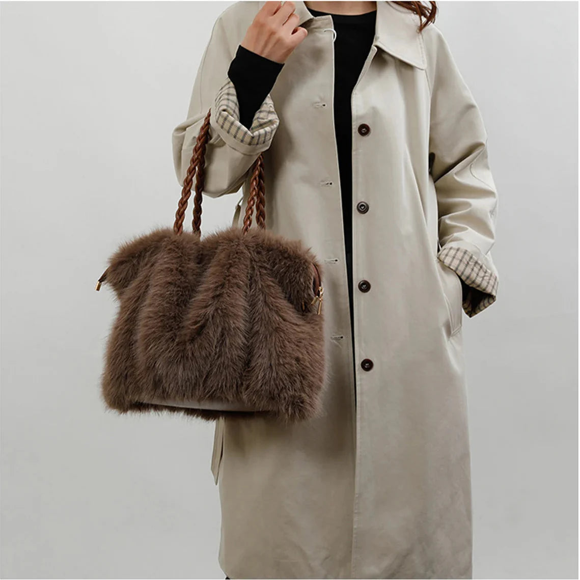 Melanie Faux Mink Fur Tote