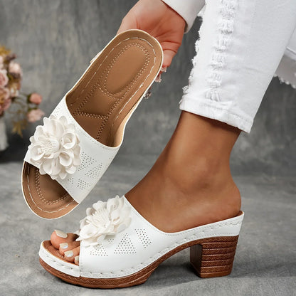 Delfina Floral Block Heel