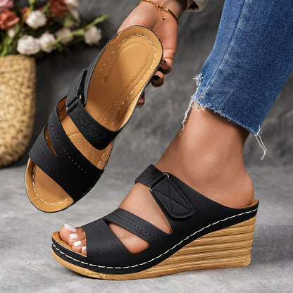 Sandra Leather Wedge Sandal