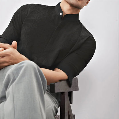 Kyoto Woven Band Collar Shirt