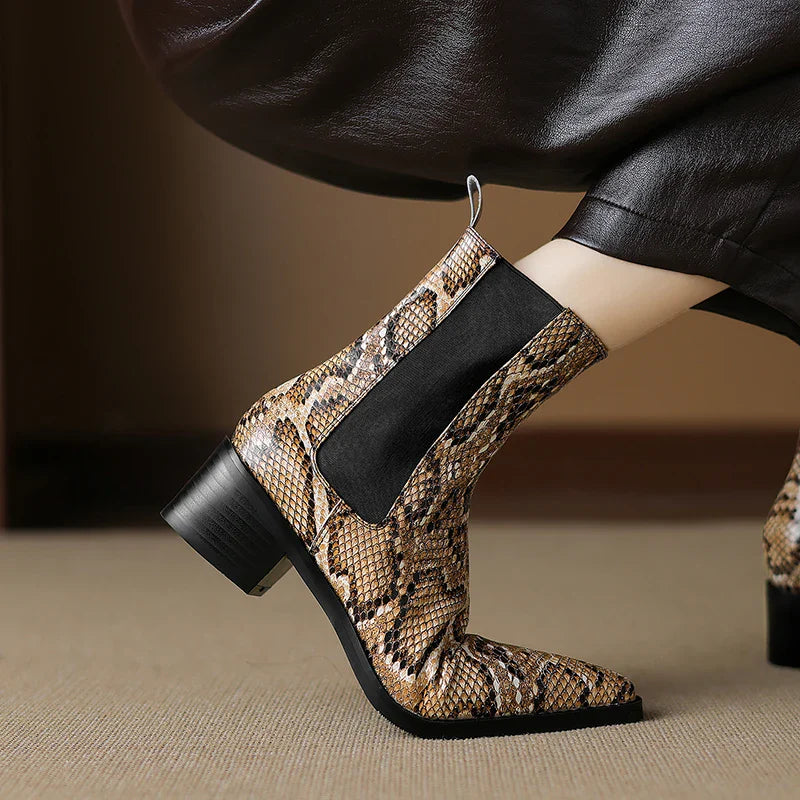 Seraphina Snakeskin Leather Bootie