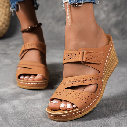 Sandra Leather Wedge Sandal