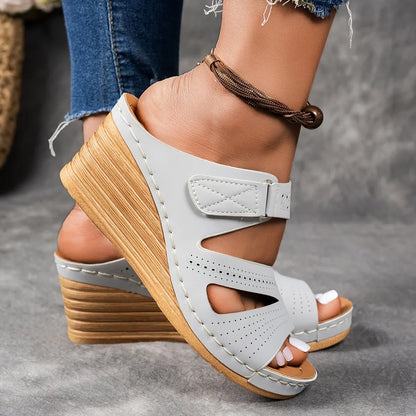 Sandra Leather Wedge Sandal