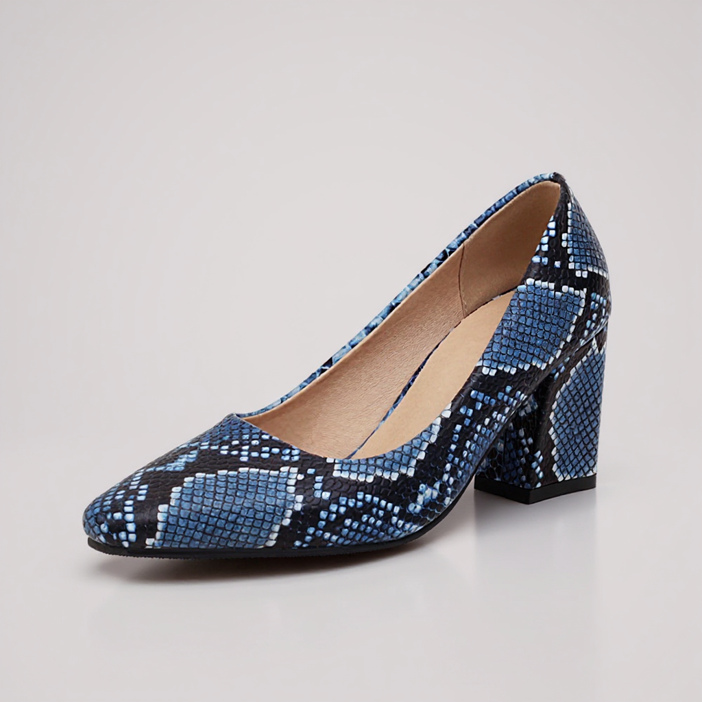 Selene Snake-Embossed Pumps