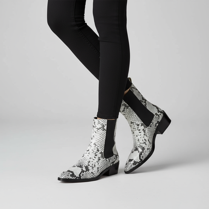 Seraphina Snakeskin Leather Bootie