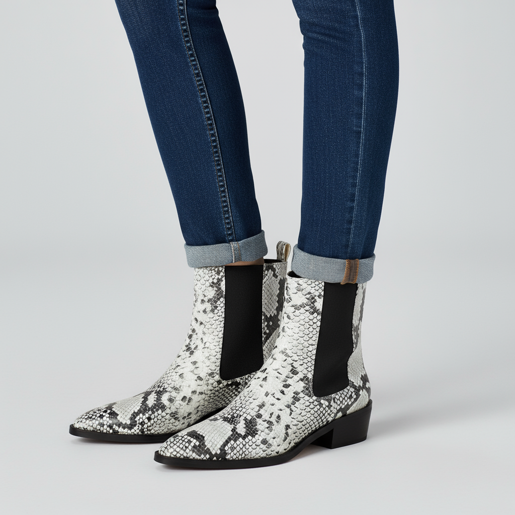 Seraphina Snakeskin Leather Bootie