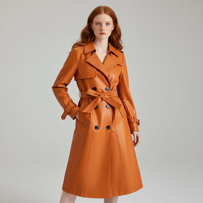 Lana Genuine Leather Trench Coat