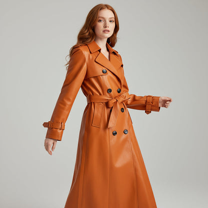 Lana Genuine Leather Trench Coat