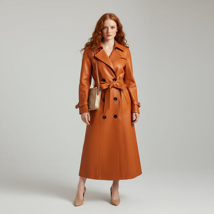 Lana Genuine Leather Trench Coat