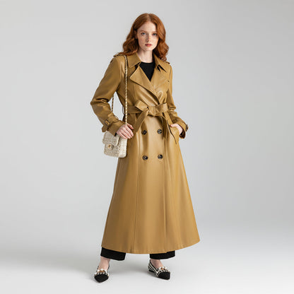 Lana Genuine Leather Trench Coat
